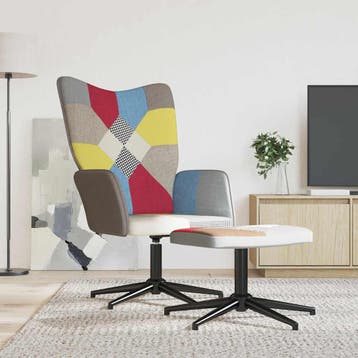 vidaXL Relaxstoel met voetenbank patchwork stof, Huis en Inrichting, Fauteuils, Verzenden, Nieuw