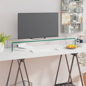 vidaXL TV-meubel/monitorverhoger transparant 100x30x13 cm, Verzenden, Nieuw, Glas, 100 tot 150 cm