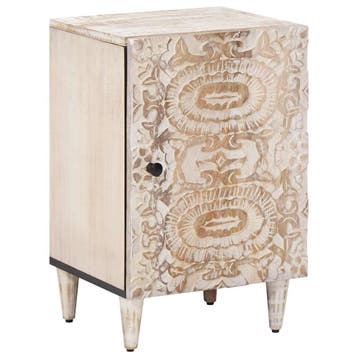 vidaXL Badkamerkast Wit 38 x 33,5 x 58 cm Massief Mango Hout, Verzenden, Nieuw, (Half)hoge kast
