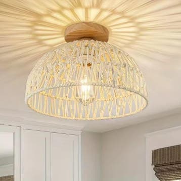 Rotan Plafondlamp Boho – Handgemaakt E27, Verzenden, Nieuw