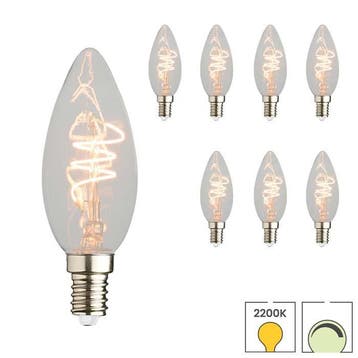 Set van 8 LED kaarslampen E14 | 4.4 watt dimbaar | 2200K, Verzenden, Nieuw, E14 (klein), Overige typen