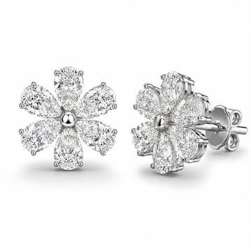 Oorstekers - 18 karaat Witgoud - 4.64ct. tw. Diamant