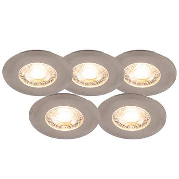 Set van 5 inbouwspots zilver 3-staps dimbaar IP44 - Ulo, Verzenden, Nieuw, Kunststof