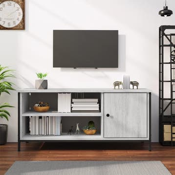 vidaXL Tv-meubel 100x40x45 cm bewerkt hout grijs sonoma, 100 tot 150 cm, Verzenden, Nieuw, Minder dan 100 cm