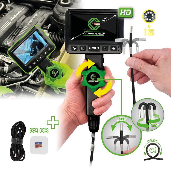Competition HD Inspectiecamera Ø6 mm met Bestuurbare Kop, Auto diversen, Autogereedschap, Nieuw, Verzenden