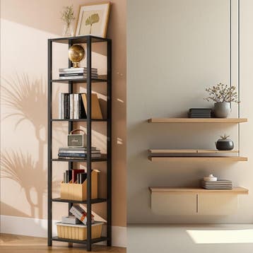 Smalle boekenkast–5 open planken – 165 × 38 × 27 cm, Verzenden, Zo goed als nieuw, 150 tot 200 cm, 100 tot 150 cm