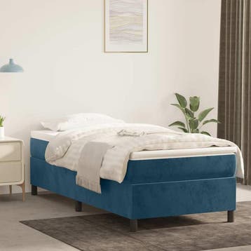 vidaXL Boxspring bed 90x190 cm fluweel donkerblauw, 90 cm, Eenpersoons, Nieuw, 190 cm of minder