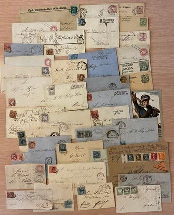 Beieren 1867/1919 - 39 stukken, ansichtkaarten en Ganzsachen, Gestempeld
