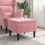 vidaXL Kruk met houten poten fluweel roze, Huis en Inrichting, Stoelen, Verzenden, Nieuw