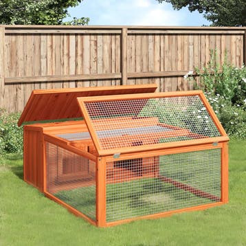 vidaXL Konijnenhok 117,5x97x47,5 cm massief grenenhout bruin, Dieren en Toebehoren, Verzenden, Nieuw