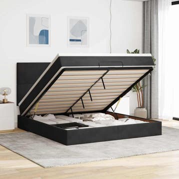vidaXL Ottoman bed met matrassen 180x200cm fluweel zwart, Eenpersoons, Verzenden, Zwart, Nieuw
