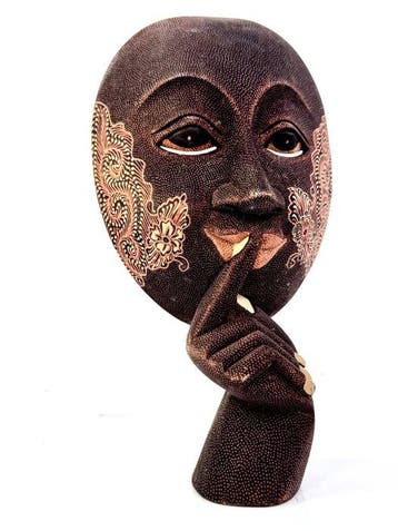 sculptuur, Silenzio sorridente - 24 cm - Hout - 2000