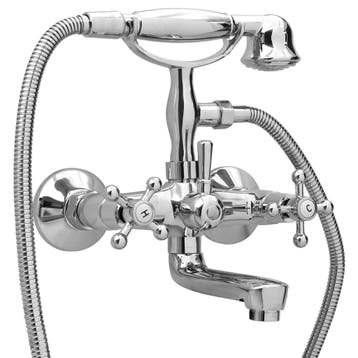 vidaXL Badkraan tweeknops en handdouche chroom, Verzenden, Nieuw