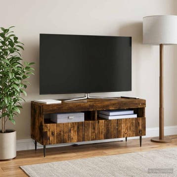 vidaXL LED tv-meubel ZWOLLE 100 x 35 x 43 cm Gerookt eiken, Minder dan 50 cm, Verzenden, Nieuw, Minder dan 100 cm