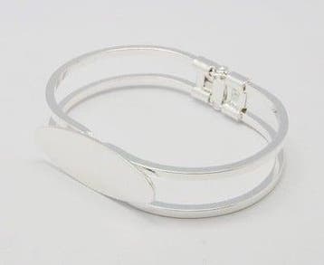 Verzilverde messing cuff armband 44 x 61,7mm ovaal plaatj..., Ophalen of Verzenden, Nieuw, Overige typen