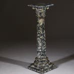 Markante houten zuil groen-wit geaderd op zwarte ondergrond, Antiek en Kunst, Ophalen of Verzenden