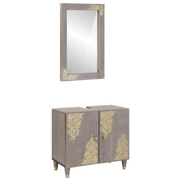vidaXL Badkamerkastenset 2 st Grijs 62 x 33 x 58 cm Massief, Verzenden, Nieuw, Overige typen