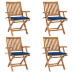 vidaXL Tuinstoelen 4 st inklapbaar met kussens massief, Verzenden, Nieuw, Hout