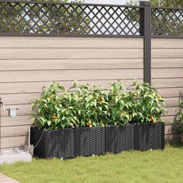 vidaXL Tuin Bloempot 4 st Zwart 160 x 40 x 37,5 cm PP, Verzenden, Nieuw, Minder dan 60 cm