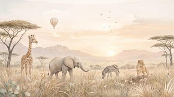 Giraffe behang kinderkamer – safari fotobehang op maat, Verzenden, Fotobehang