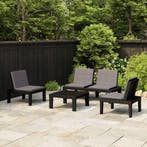 vidaXL 4-delige Loungeset met kussens kunststof grijs, 4 zitplaatsen, Verzenden, Textileen, Nieuw