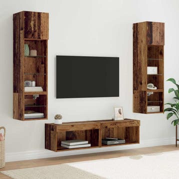vidaXL TV-wandmeubel 6 st Oud Hout Bewerkt hout, Minder dan 50 cm, Verzenden, Nieuw, Minder dan 100 cm
