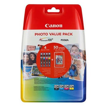 Canon CLI-526 multipack 4 kleur + papier Inktcartridge, Computers en Software, Printerbenodigdheden, Verzenden, Nieuw, Cartridge