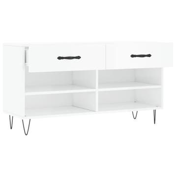 vidaXL Schoenenbank 102x35x55 cm bewerkt hout hoogglans wit, Verzenden, Nieuw