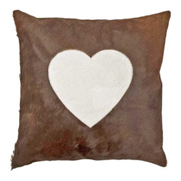 kussen koe hart bruin 45x45cm, Verzenden, Nieuw