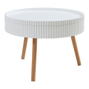 Salontafel Bongard gegroefd 45xØ60 cm wit en naturel [en.cas, Huis en Inrichting, Tafels | Salontafels, Verzenden, Nieuw