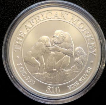 Somalische Aap 1 oz 2004 (10.000 oplage), Verzenden, Overige landen, Losse munt, Zilver
