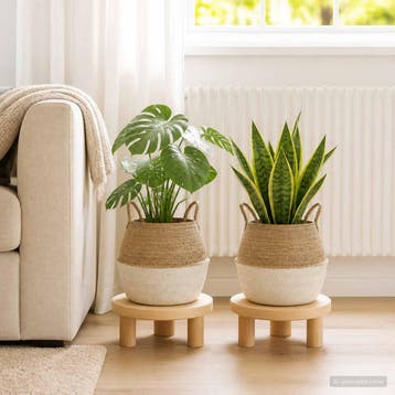 vidaXL Plantenpot met handvatten 2 st Wit Ø 32 x 32 cm 100%, Verzenden, Nieuw, 30 tot 60 cm