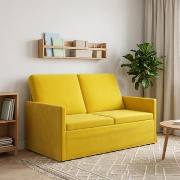 vidaXL 2-zits bank Geel 130 x 81 x 82 cm fluweel, Verzenden, Minder dan 150 cm, Metaal, Nieuw