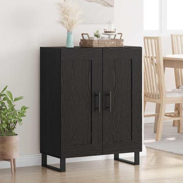 vidaXL Dressoir Zwart Eiken 69,5 x 34 x 90 cm Gemonteerd, Huis en Inrichting, Kasten | Dressoirs, Verzenden, Nieuw, Overige houtsoorten