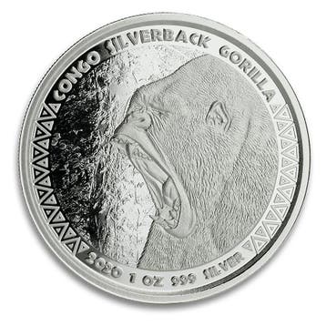 Congo / Kongo Gorilla 1 oz 2020 (75.000 oplage), Verzenden, Overige landen, Losse munt, Zilver