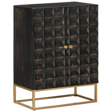 vidaXL Dressoir 55x34x75 cm massief mangohout en ijzer zwart, Verzenden, Nieuw