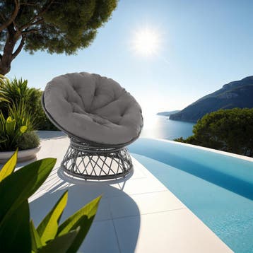 Wicker fauteuil Gargano draaibaar - zwart, Verzenden, Nieuw