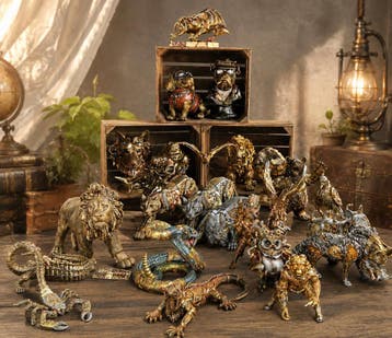 Stoere industriële steampunk beelden kijk u bij shabella, Antiek en Kunst, Ophalen of Verzenden, Beeld, Meerkleurig, Overige materialen