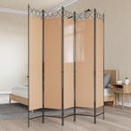 vidaXL 5-Panel Room Divider Beige 200 x 200 cm Stof, Verzenden, Nieuw