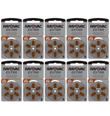 Rayovac Hoorapparaat batterij 312AU bruin (60 stuks), Ophalen of Verzenden, Nieuw