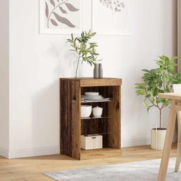 vidaXL LED Sideboard Oudhout 41 x 37 x 67 cm Bewerkt hout, Minder dan 50 cm, Verzenden, Nieuw, Minder dan 100 cm
