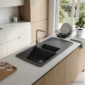 vidaXL Dubbele Keukenspoelbak Graniet 96 x 50 x 31 cm, Verzenden, Nieuw