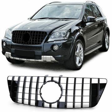 ACTIE! Glans Zwarte Grill Mercedes ML W164 07/2008-2011 J411, Nieuw, Voor, Mercedes-Benz