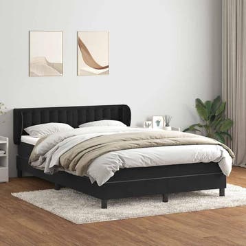 vidaXL Boxspring met matras fluweel zwart 160x210 cm, Verzenden, Zwart, Stof, Nieuw