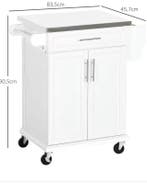 Keukeneiland met RVS Blad, Lade, Kast & Wielen – 83,5 cm, Verzenden, Nieuw