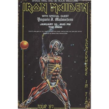 Concert Bord - Iron Maiden Somewhere In Time Tour 87, Ophalen of Verzenden, Nieuw, Poster, Artwork of Schilderij