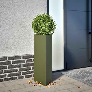 vidaXL Plantenbak driehoek 30x26x75 cm staal olijfgroen, Verzenden, Nieuw, Metaal