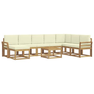vidaXL Buiten bankenset met kussen 9 pcs Wit en crèmekleurig, Verzenden, Nieuw