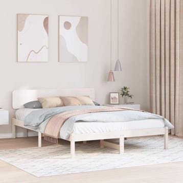 vidaXL Bedframe met hoofdeinde Wit 160 x 200 cm Massief, Verzenden, Nieuw, Wit, Hout