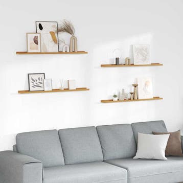 vidaXL Wandplank met plank 4 pcs Beige 100 x 9 x 3 cm, Verzenden, Nieuw